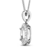 Load image into Gallery viewer, 0.18 Carat Genuine White Diamond 14K White Gold Semi Mount Pendant - holds 8x6mm Oval Gemstone
