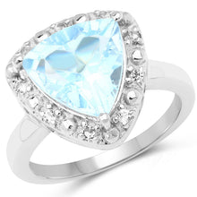 Load image into Gallery viewer, 5.05 Carat Genuine Blue Topaz and White Topaz .925 Sterling Silver Ring
