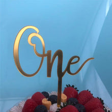 Load image into Gallery viewer, Acrylic One Cake Topper Top Cake One Cake Topper Birthday Cake Topper Double Sided For Anniversaries And Parties  Birthday Party Cupcake Toppers Flags Wedding Baby Shower Supplies Lovely Baking Dessert Decorations
