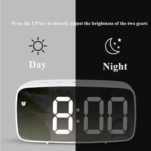 Load image into Gallery viewer, Acrylic/Mirror Alarm Clock LED Digital Clock Voice Control Snooze Time Temperature Display Night Mode Digital Alarm Clock, LED Bedside Clock with 6-Level Brightness Dual Alarm Adjustable Volume with 3 Alarm Sound Alarm Clock for Bedroom Office

