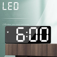 Load image into Gallery viewer, Acrylic/Mirror Alarm Clock LED Digital Clock Voice Control Snooze Time Temperature Display Night Mode Digital Alarm Clock, LED Bedside Clock with 6-Level Brightness Dual Alarm Adjustable Volume with 3 Alarm Sound Alarm Clock for Bedroom Office
