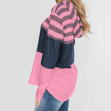Load image into Gallery viewer, Actloe Women Long Sleeve Striped Color Block Casual Hoodies

