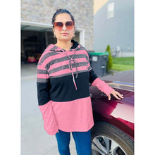 Load image into Gallery viewer, Actloe Women Long Sleeve Striped Color Block Casual Hoodies

