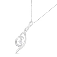 Load image into Gallery viewer, Espira 10K White Gold 1/10 cttw Diamond Swirl Pendant Necklace (I-J, I1-I2)
