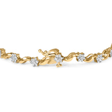 Load image into Gallery viewer, 10k Yellow Gold 1.00 Cttw Round-Cut Diamond Floral S-Link 7.50" Bracelet (I-J Color, I2-I3 Clarity)
