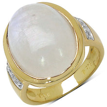 Load image into Gallery viewer, 14.12 Carat Genuine White Rainbow Moonstone and White Topaz .925 Sterling Silver Ring
