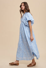 Load image into Gallery viewer, Floral Smock Detail Puff Sleeve Summer Dress – Feminine Floral Smocked Puff Sleeve Dress with Delicate Details for Casual and Special Occasions
