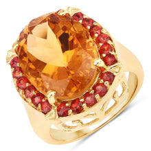 Load image into Gallery viewer, 9.38 Carat Genuine Citrine and Orange Sapphire .925 Sterling Silver Ring
