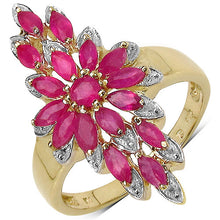 Load image into Gallery viewer, 14K Yellow Gold Plated 2.04 Carat Genuine Ruby .925 Sterling Silver Ring
