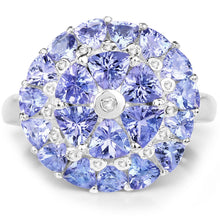 Load image into Gallery viewer, 2.96 Carat Genuine Tanzanite and White Diamond .925 Sterling Silver Ring
