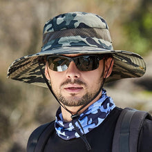 Load image into Gallery viewer, Adjustable Men's Hat Bucket Hat Summer Breathable Fashion Outdoor Fishing Wide Brim Hat Sun Protection Cap Male Traveling Sun Hats Fishing Hat Adjustable Mountaineering Hat 58-60cm
