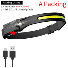 Load image into Gallery viewer, Adjustable Rechargeable LED Induction USB Headlamp  Lightweight Head Lamp Head Torch 5 Lighting Modes Flashlight   For Camping Hiking Running Outdoor Adults Kids
