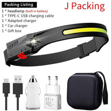 Load image into Gallery viewer, Adjustable Rechargeable LED Induction USB Headlamp  Lightweight Head Lamp Head Torch 5 Lighting Modes Flashlight   For Camping Hiking Running Outdoor Adults Kids
