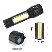 Load image into Gallery viewer, Adjustable Rechargeable LED USB Portable Focus Light Zoomable LED Tactical Flashlight High Lumens Zoomable Waterproof Flashlight Mini Torch For Camping Hiking
