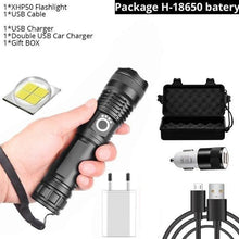 Load image into Gallery viewer, Adjustable Rechargeable Powerful Zoomable LED USB Flashlights High Lumens Powerful Tactical  Waterproof Super Bright  Flashlights Best For Camping Outdoor Hiking Running Riding
