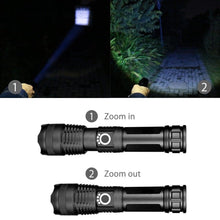 Load image into Gallery viewer, Adjustable Rechargeable Powerful Zoomable LED USB Flashlights High Lumens Powerful Tactical  Waterproof Super Bright  Flashlights Best For Camping Outdoor Hiking Running Riding
