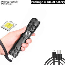 Load image into Gallery viewer, Adjustable Rechargeable Powerful Zoomable LED USB Flashlights High Lumens Powerful Tactical  Waterproof Super Bright  Flashlights Best For Camping Outdoor Hiking Running Riding
