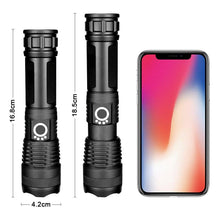 Load image into Gallery viewer, Adjustable Rechargeable Powerful Zoomable LED USB Flashlights High Lumens Powerful Tactical  Waterproof Super Bright  Flashlights Best For Camping Outdoor Hiking Running Riding
