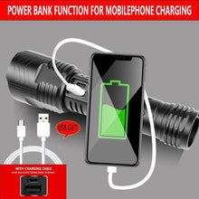Load image into Gallery viewer, Adjustable Rechargeable Tactical Flashlight USB LED  Super Bright Zoomable IPX65 Waterproof Portable Torchlight Flash Lamp USB Charging For Hiking Camping Running Fishing
