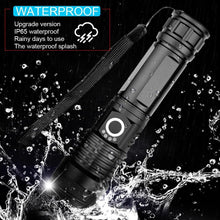Load image into Gallery viewer, Adjustable Rechargeable Tactical Flashlight USB LED  Super Bright Zoomable IPX65 Waterproof Portable Torchlight Flash Lamp USB Charging For Hiking Camping Running Fishing
