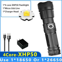 Load image into Gallery viewer, Adjustable Rechargeable Tactical Flashlight USB LED  Super Bright Zoomable IPX65 Waterproof Portable Torchlight Flash Lamp USB Charging For Hiking Camping Running Fishing
