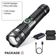 Load image into Gallery viewer, Adjustable Rechargeable  Waterproof LED Flashlights Rechargeable High Lumens Torchlight Zoomable Torch USB Charging Waterproof 5 Modes With Power Display For Camping Hiking Outdoor Emergency
