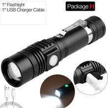 Load image into Gallery viewer, Adjustable Rechargeable  Waterproof LED Flashlights Rechargeable High Lumens Torchlight Zoomable Torch USB Charging Waterproof 5 Modes With Power Display For Camping Hiking Outdoor Emergency
