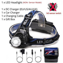 Load image into Gallery viewer, Adjustable USB Rechargeable IR Sensor Super Bright Headlight Battery For Long Working Time LED Headlamp Fishing  Waterproof Head Light Lamp Perfect For Running  Camping
