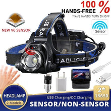 Load image into Gallery viewer, Adjustable USB Rechargeable IR Sensor Super Bright Headlight Battery For Long Working Time LED Headlamp Fishing  Waterproof Head Light Lamp Perfect For Running  Camping
