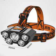 Load image into Gallery viewer, Adjustable USB Rechargeable Torch Lamp Built-in Battery 5 Led Strong Headlight Waterproof  Rechargeable Super Bright Head-Mounted Flashlight For Outdoor Night Camping
