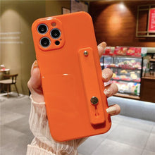 Load image into Gallery viewer, Adjustable Wrist Strap Stand Holder Case with Camera Protection Cute Solid Color Silicone Phone Case Phone Case For iPhone 13 14 Pro Max 12 11 XS Max XR 7 8 Plus 13Pro Soft Silicone Candy Color Back Cover
