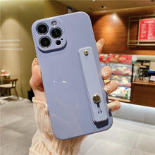 Load image into Gallery viewer, Adjustable Wrist Strap Stand Holder Case with Camera Protection Cute Solid Color Silicone Phone Case Phone Case For iPhone 13 14 Pro Max 12 11 XS Max XR 7 8 Plus 13Pro Soft Silicone Candy Color Back Cover
