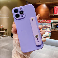 Load image into Gallery viewer, Adjustable Wrist Strap Stand Holder Case with Camera Protection Cute Solid Color Silicone Phone Case Phone Case For iPhone 13 14 Pro Max 12 11 XS Max XR 7 8 Plus 13Pro Soft Silicone Candy Color Back Cover
