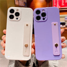 Load image into Gallery viewer, Adjustable Wrist Strap Stand Holder Case with Camera Protection Cute Solid Color Silicone Phone Case Phone Case For iPhone 13 14 Pro Max 12 11 XS Max XR 7 8 Plus 13Pro Soft Silicone Candy Color Back Cover
