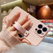 Load image into Gallery viewer, Adjustable Wrist Strap Stand Holder Case with Camera Protection Cute Solid Color Silicone Phone Case Phone Case For iPhone 13 14 Pro Max 12 11 XS Max XR 7 8 Plus 13Pro Soft Silicone Candy Color Back Cover
