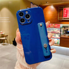 Load image into Gallery viewer, Adjustable Wrist Strap Stand Holder Case with Camera Protection Cute Solid Color Silicone Phone Case Phone Case For iPhone 13 14 Pro Max 12 11 XS Max XR 7 8 Plus 13Pro Soft Silicone Candy Color Back Cover

