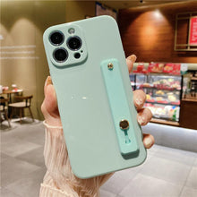 Load image into Gallery viewer, Adjustable Wrist Strap Stand Holder Case with Camera Protection Cute Solid Color Silicone Phone Case Phone Case For iPhone 13 14 Pro Max 12 11 XS Max XR 7 8 Plus 13Pro Soft Silicone Candy Color Back Cover
