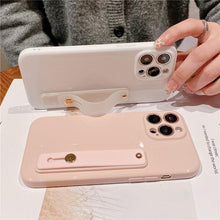 Load image into Gallery viewer, Adjustable Wrist Strap Stand Holder Case with Camera Protection Cute Solid Color Silicone Phone Case Phone Case For iPhone 13 14 Pro Max 12 11 XS Max XR 7 8 Plus 13Pro Soft Silicone Candy Color Back Cover

