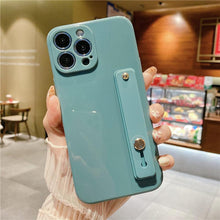 Load image into Gallery viewer, Adjustable Wrist Strap Stand Holder Case with Camera Protection Cute Solid Color Silicone Phone Case Phone Case For iPhone 13 14 Pro Max 12 11 XS Max XR 7 8 Plus 13Pro Soft Silicone Candy Color Back Cover
