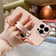 Load image into Gallery viewer, Adjustable Wrist Strap Stand Holder Case with Camera Protection Cute Solid Color Silicone Phone Case Phone Case For iPhone 13 14 Pro Max 12 11 XS Max XR 7 8 Plus 13Pro Soft Silicone Candy Color Back Cover
