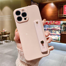 Load image into Gallery viewer, Adjustable Wrist Strap Stand Holder Case with Camera Protection Cute Solid Color Silicone Phone Case Phone Case For iPhone 13 14 Pro Max 12 11 XS Max XR 7 8 Plus 13Pro Soft Silicone Candy Color Back Cover
