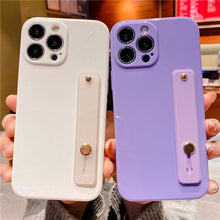 Load image into Gallery viewer, Adjustable Wrist Strap Stand Holder Case with Camera Protection Cute Solid Color Silicone Phone Case Phone Case For iPhone 13 14 Pro Max 12 11 XS Max XR 7 8 Plus 13Pro Soft Silicone Candy Color Back Cover
