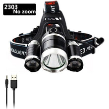 Load image into Gallery viewer, Adjustable Zoomable Headlamp Ultra Bright Rechargeable LED Bright High Lumen Head Lights Head Lamp Waterproof Flashlight For Outdoor Cmaping Fishing Hiking Biking Fishing Headlamp  Running Headlamp
