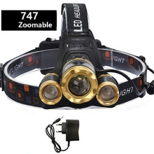 Load image into Gallery viewer, Adjustable Zoomable Headlamp Ultra Bright Rechargeable LED Bright High Lumen Head Lights Head Lamp Waterproof Flashlight For Outdoor Cmaping Fishing Hiking Biking Fishing Headlamp  Running Headlamp
