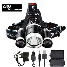 Load image into Gallery viewer, Adjustable Zoomable Headlamp Ultra Bright Rechargeable LED Bright High Lumen Head Lights Head Lamp Waterproof Flashlight For Outdoor Cmaping Fishing Hiking Biking Fishing Headlamp  Running Headlamp
