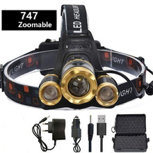Load image into Gallery viewer, Adjustable Zoomable Headlamp Ultra Bright Rechargeable LED Bright High Lumen Head Lights Head Lamp Waterproof Flashlight For Outdoor Cmaping Fishing Hiking Biking Fishing Headlamp  Running Headlamp
