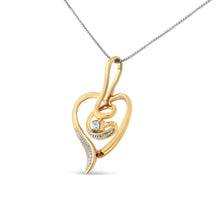 Load image into Gallery viewer, Espira 10K Yellow Gold .03 Cttw Diamond-Accented Round-Cut Diamond Swirl Open Heart 18" Pendant Necklace (I-J Color, I2-I3 Clarity)

