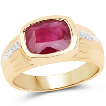 Load image into Gallery viewer, 14K Yellow Gold Plated 3.50 Carat Genuine Glass Filled Ruby .925 Sterling Silver Ring
