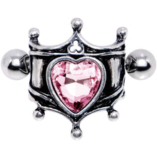 Load image into Gallery viewer, 16G 1/2 Pink Gem Queen of Hearts Cuff Cartilage Earring
