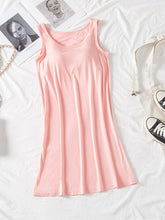 Load image into Gallery viewer, Classic Round Neck Wide Strap Mini Dress With Built-In Bra Comfortable Sleeveless Dress
